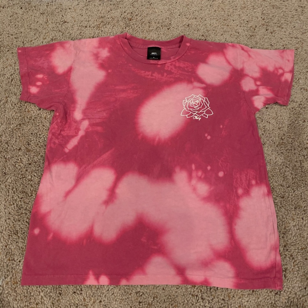 Pink Bleach Dyed Obey Shirt
